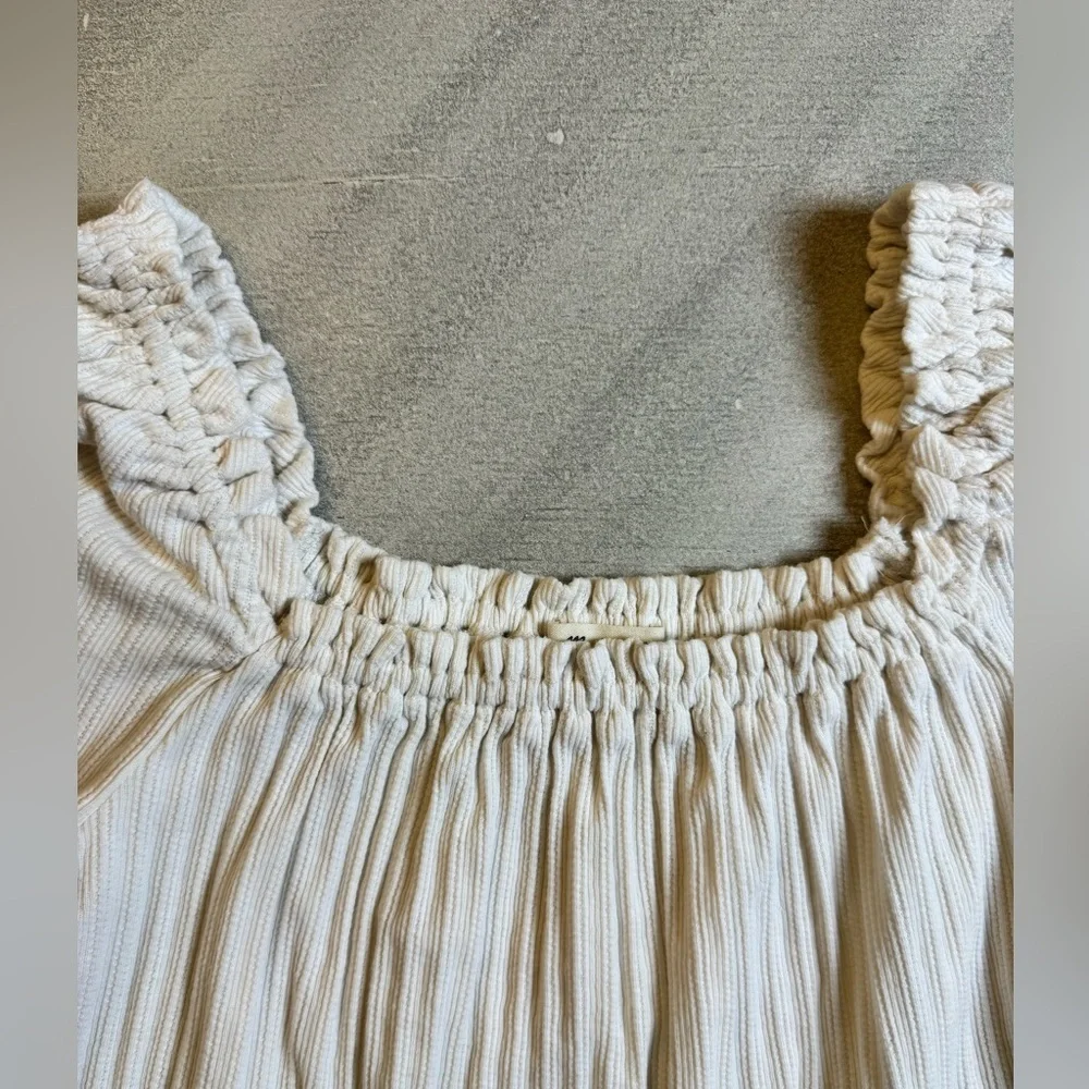 Madwell Knot Pointelle Peasant Top Cream XS